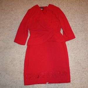 Women's Size 12 Candy Apple Red Long Sleeve Semi-Formal Dress - Like New
